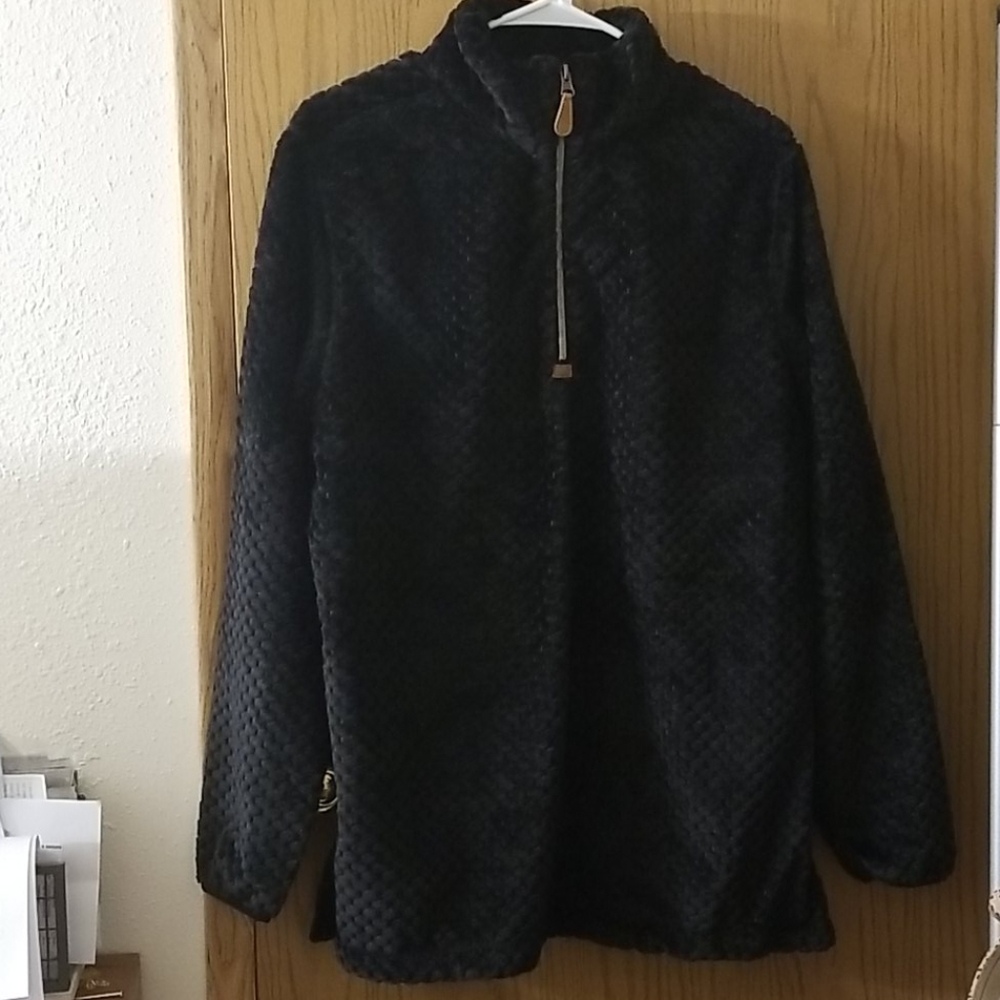 Faux Fur Half Zip Pull Over Sweater